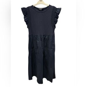En Maison navy cotton maxi dress with ruffled sleeves, size M